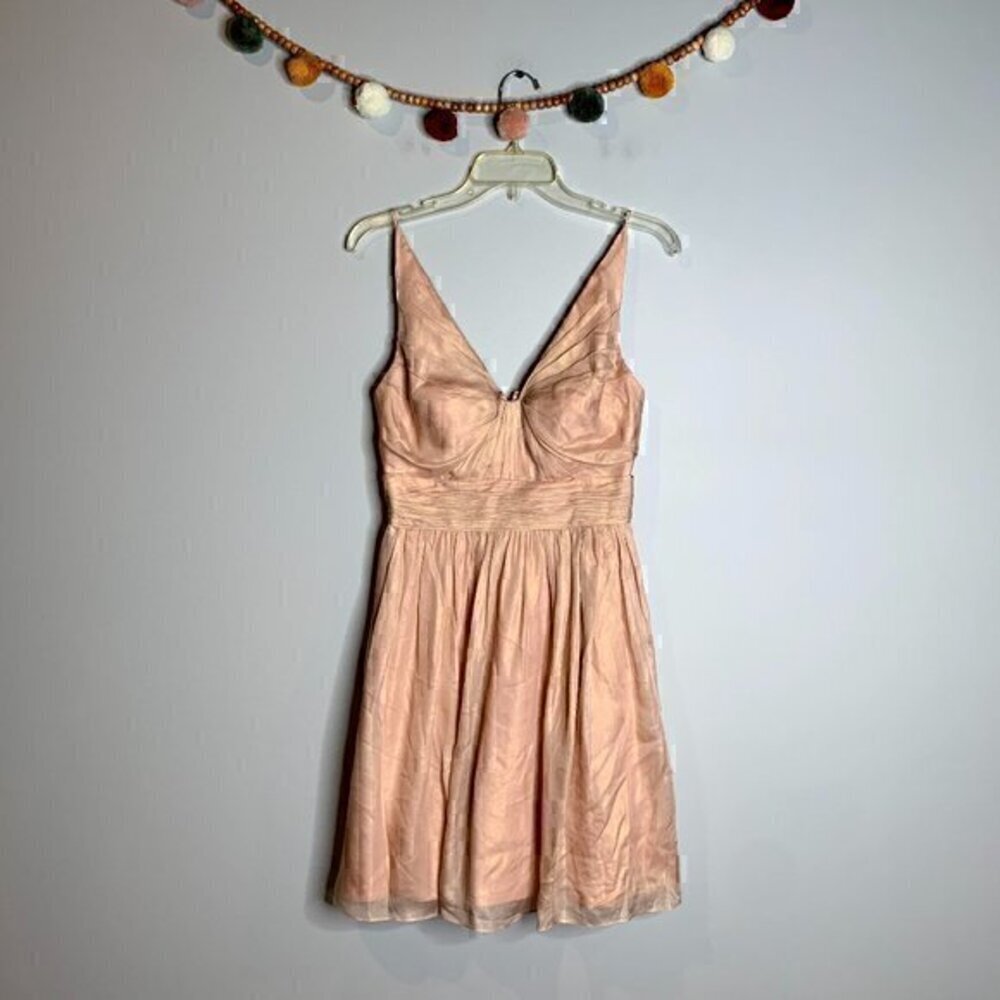 Aidan Mattox silk blend pink metallic shimmery dress